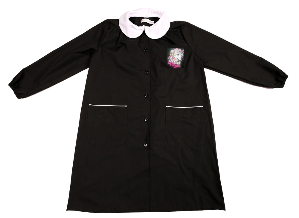 Grembiule Scuola Bambina 8 Anni Nero Ricamo Unicorno - Foto 1