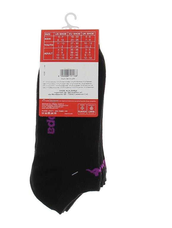 Calze Sneaker Unisex 39/41 Nero Conf Da 3 Kappa - Foto 2