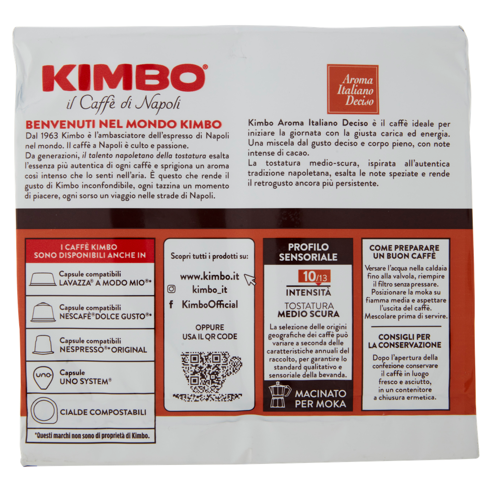 Caffe' Macinato Moka Aroma Italiano Deciso 2x250g Kimbo - Foto 3