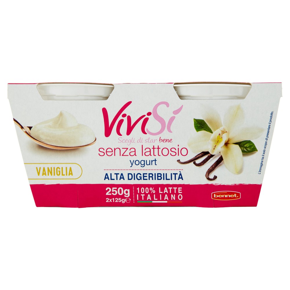 Yogurt Vaniglia Senza Lattosio Bennet Vivisi' 2 Da Gr.125