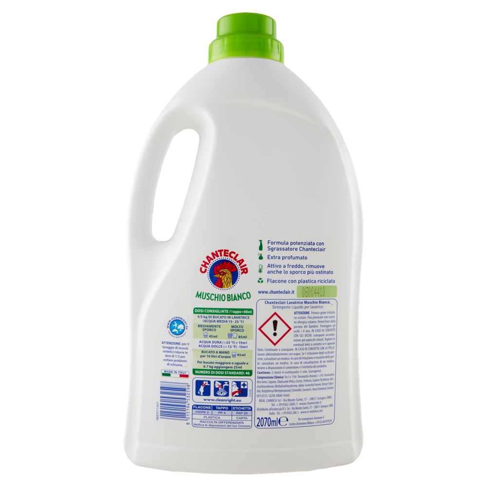 Detersivo Liquido Lavatrice Muschio Bianco Chanteclair 46 Lavaggi - Foto 3