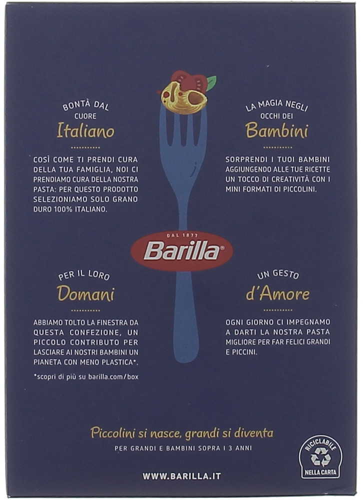 Pasta Mini Pipe Rigate Piccolini 100% Grano Italiano Barilla - Foto 3