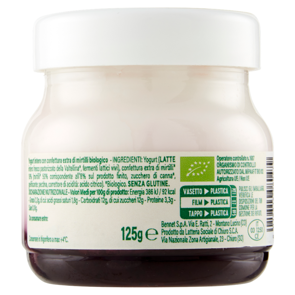 Yogurt Intero Con Confettura Extra Mirtilli Bennet Bio - Foto 3