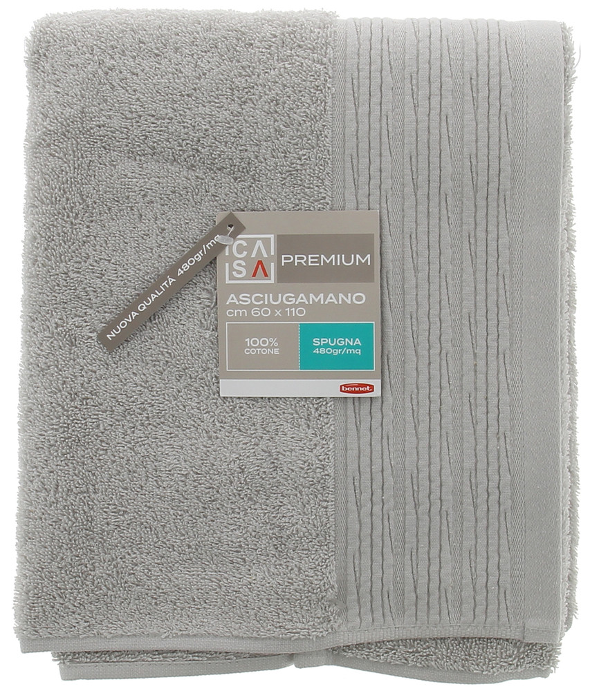 Asciugamano Spugna Cm60x110 Bordo A Rilievo Grigio Chiaro Casa Premium - Foto 1