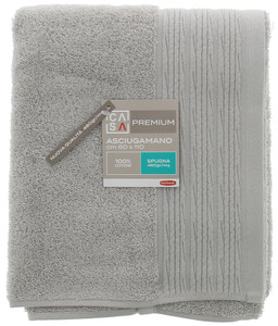 Asciugamano Spugna Cm60x110 Bordo A Rilievo Grigio Chiaro Casa Premium - Foto 1
