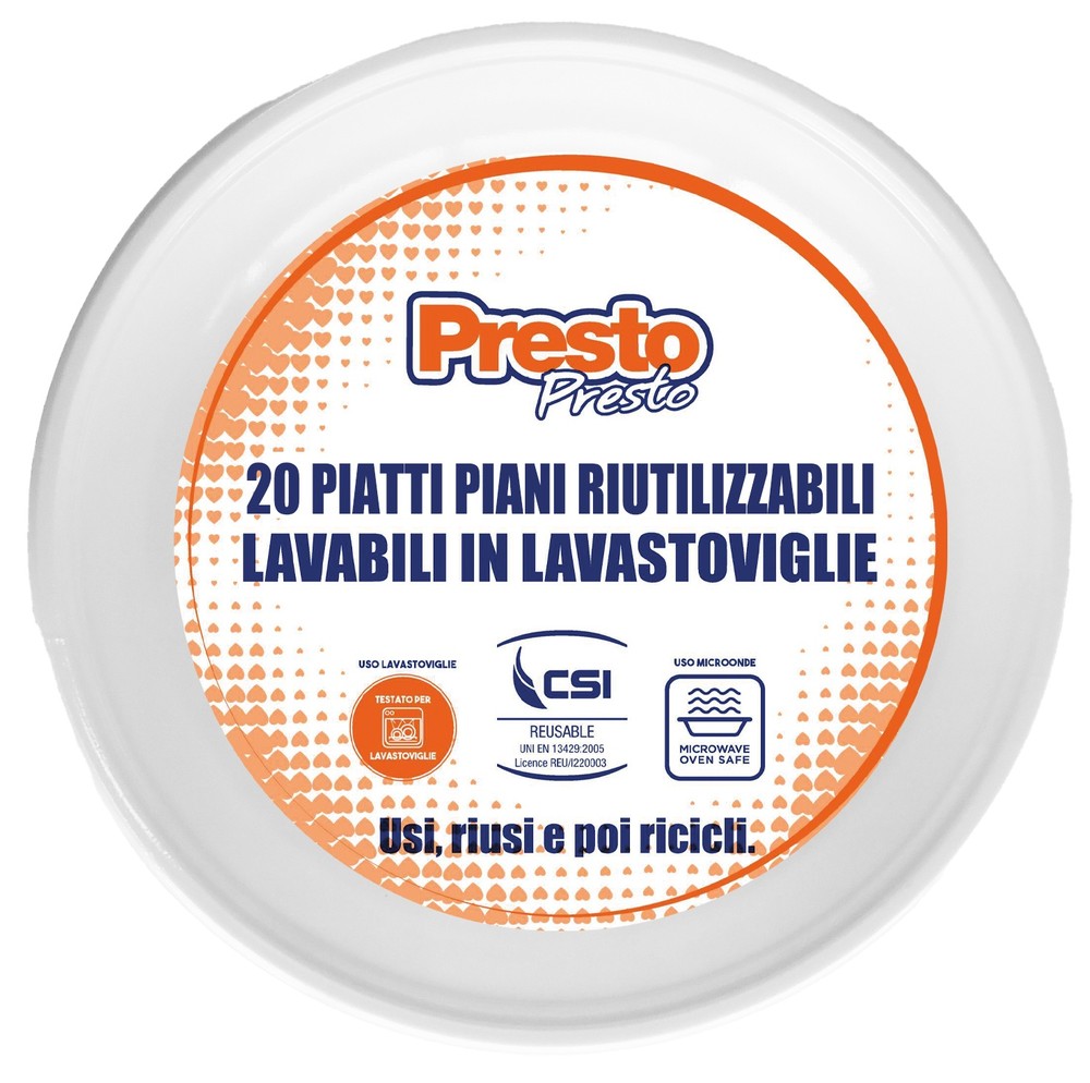 Piatti Piani Riutilizzabili 22cm 20pz Presto - Foto 1