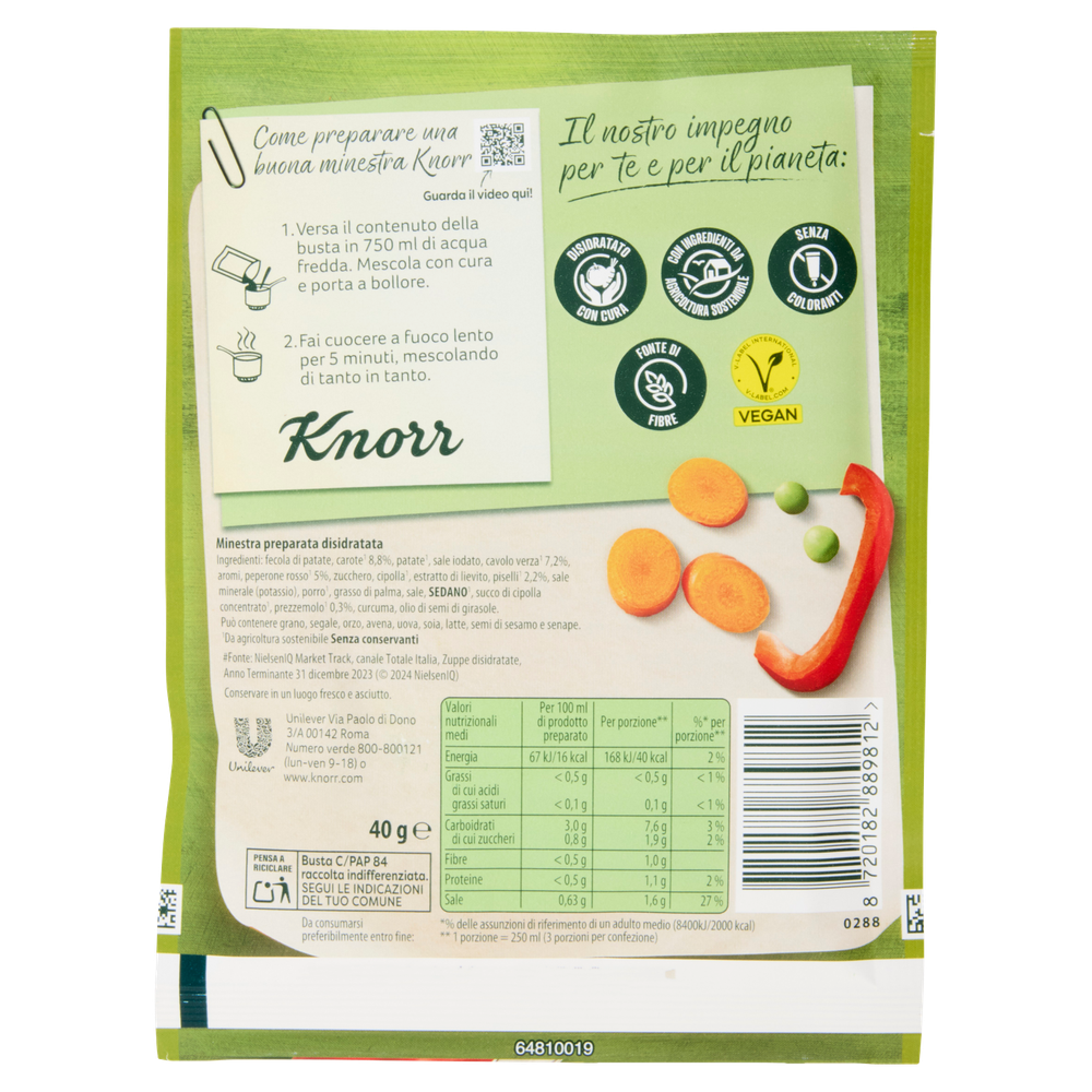 Zuppa Di Verdure In Busta Ingredienti Da Agricoltura Sostenibile Knorr - Foto 3