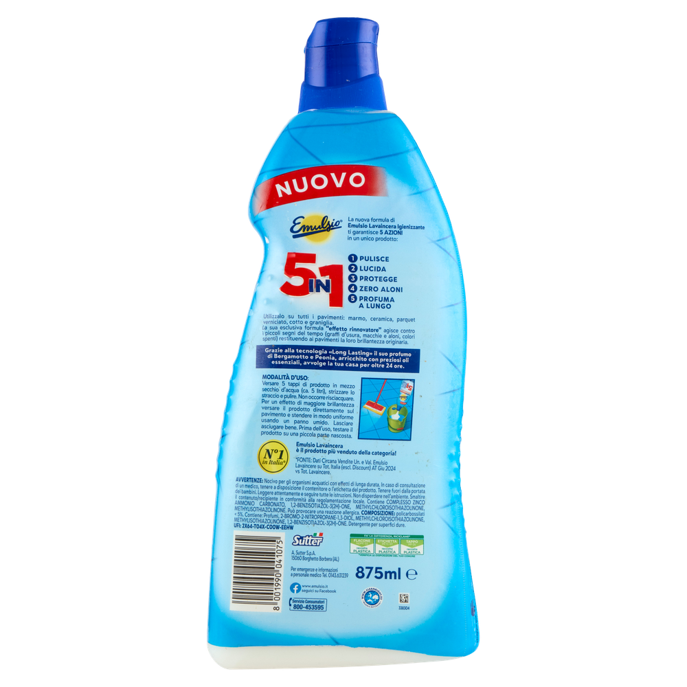 Lavaincera Igienizzante Per Pavimenti Emulsio 875 Ml - Foto 3