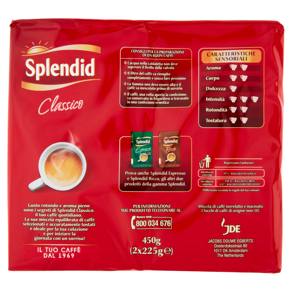 Caffè Macinato Classico Per Moka Dal Gusto Rotondo 2x225g Splendid - Foto 3