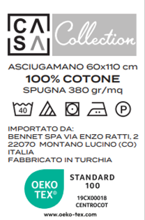 Asciugamano bianco da bidet cm 40x60 in puro cotone - Siri, Soft&Soft