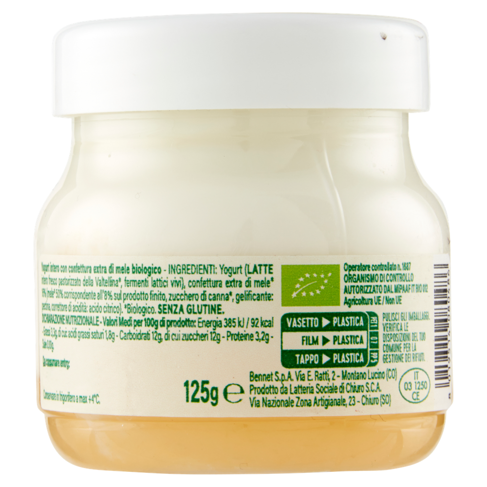 Yogurt Intero Confettura Extra Mele Bennet Bio - Foto 3