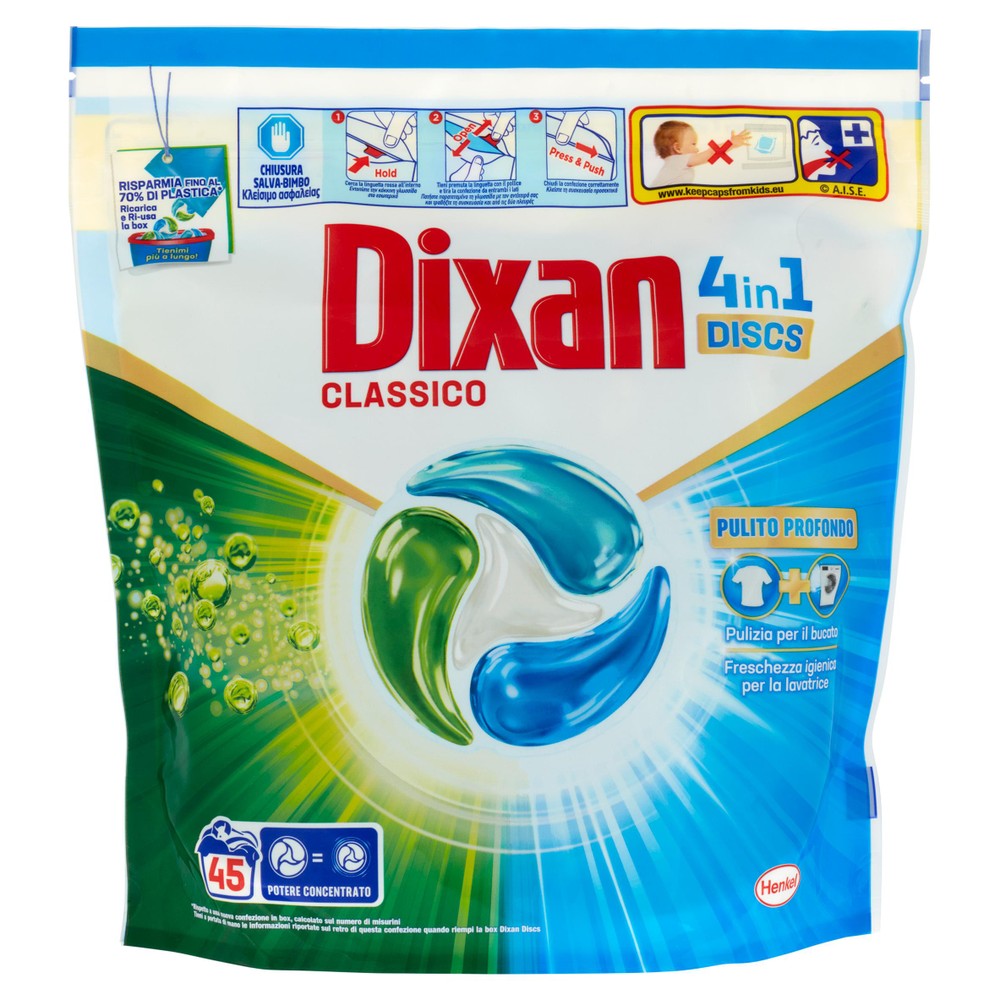 Detersivo Predosato Per Lavatrice Discs Dixan Conf. Da 45 - Foto 1