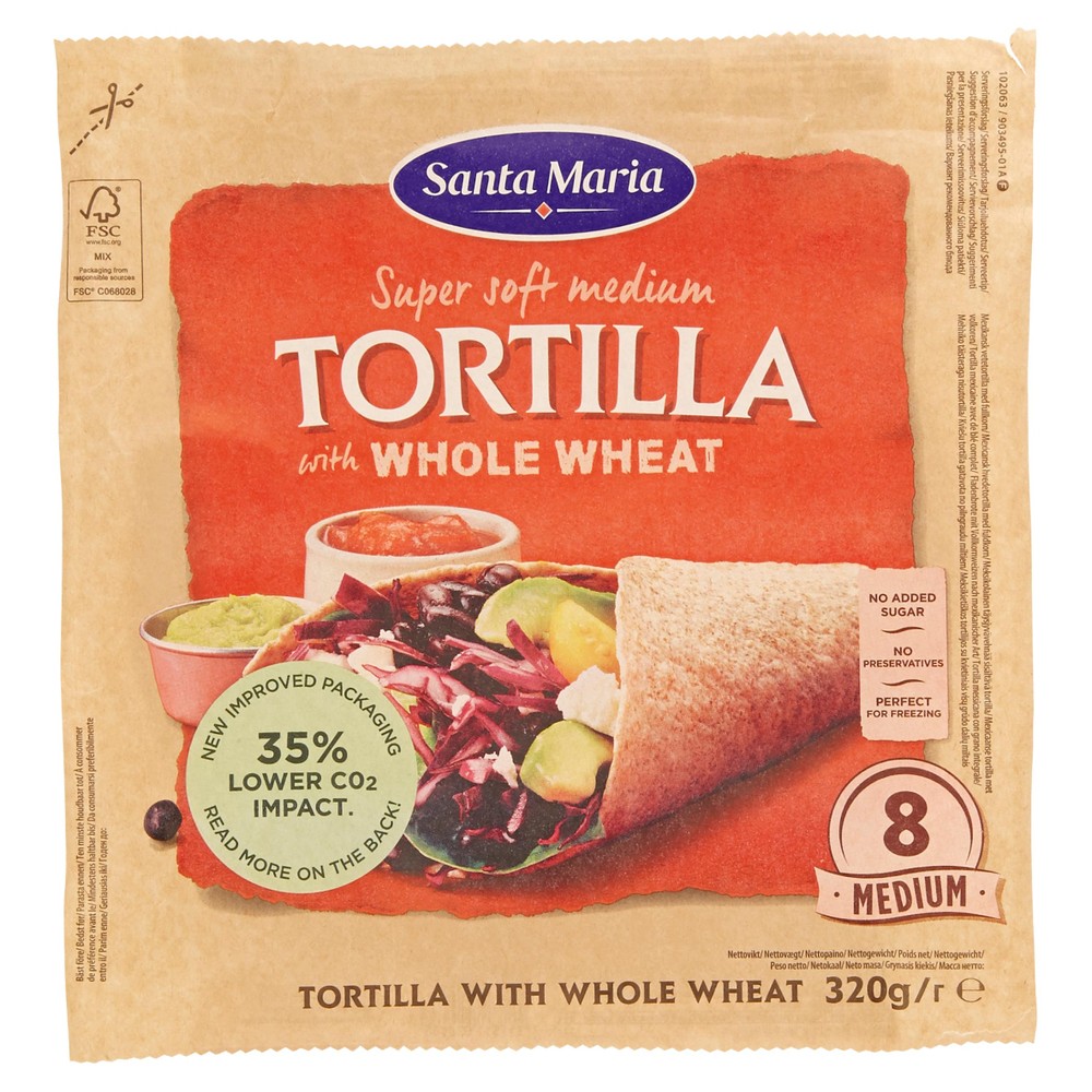 Tortillas Messicana Con Grano Integrale Super Soft Medium Santa Maria - Foto 1