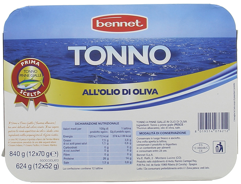 Tonno In Olio D'oliva Bennet 12 Da Gr.70 - Foto 2