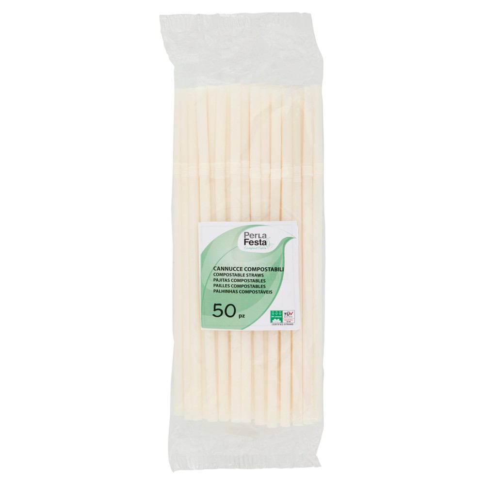50 Cannucce Bianche Compostabili - Foto 1