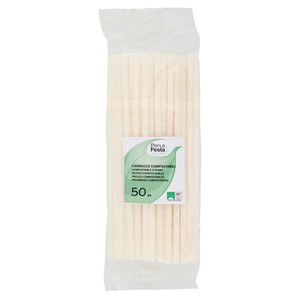 50 Cannucce Bianche Compostabili - Foto 1