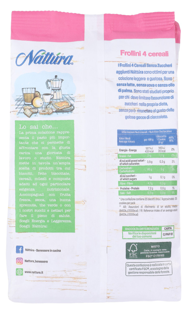 Nattura Frollini 4 Cereali Senza Zucchero - Foto 3