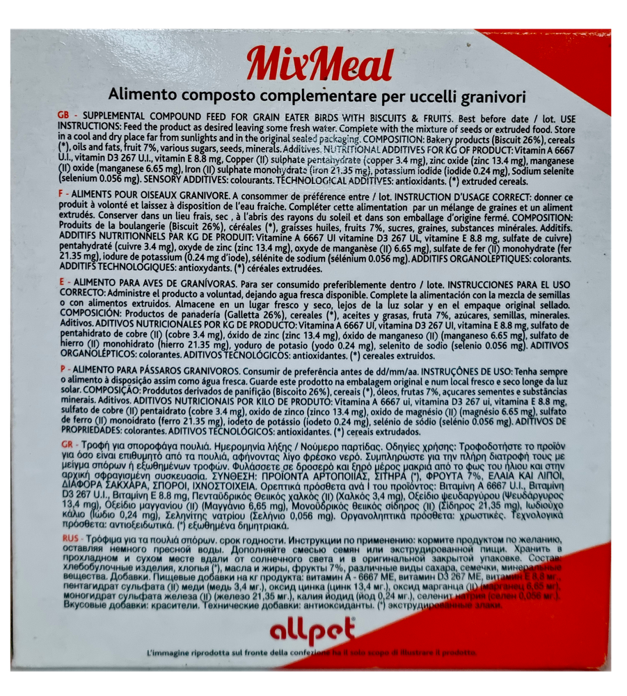 Mixmeal Mangime Complementare Uccelli Granivori Allpet - Foto 3