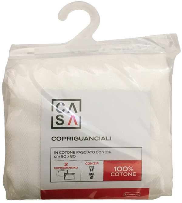 Copriguanciale Fasciato Con Zip Cm50x80 Conf Da 2 Casa - Foto 1