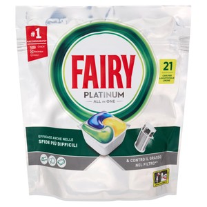 Pastiglie Detersivo Lavastoviglie Platinum Fairy Limone 21 Caps - Foto 1