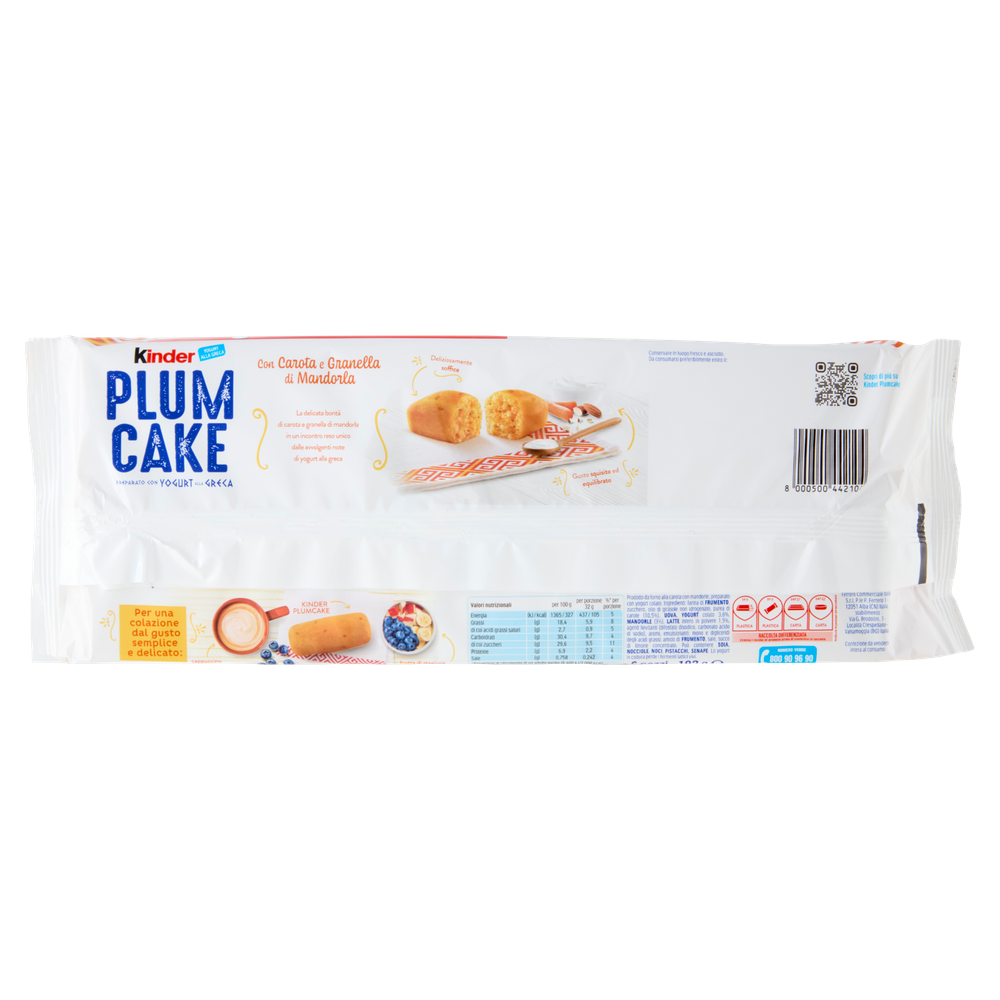 Merendine Plumcake Con Yogurt Greco, Carota E Mandorle 6x32g Kinder - Foto 3