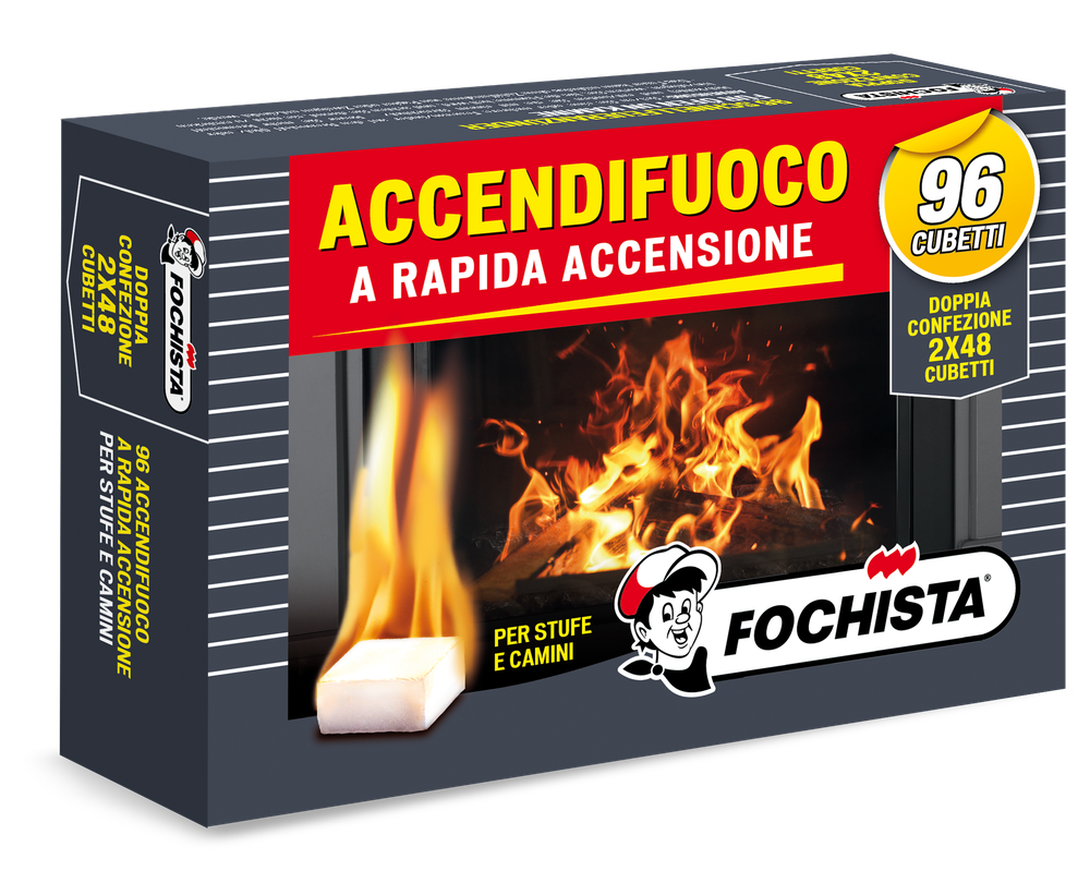 Accendifuoco Rapido Fochista Per Stufe E Camini 96 Cubetti P.Q. - Foto 1