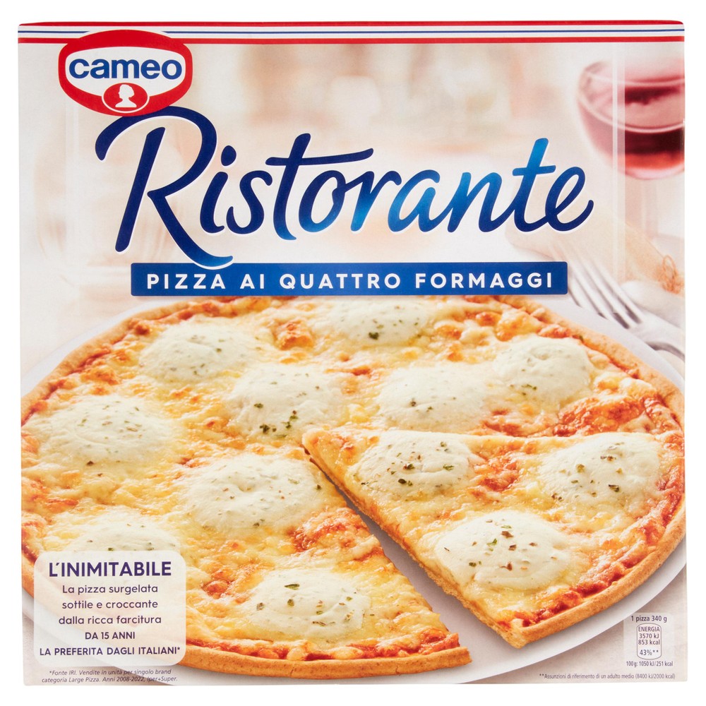 Pizza Ai Quattro Formaggi, Base Sottile Ristorante Cameo