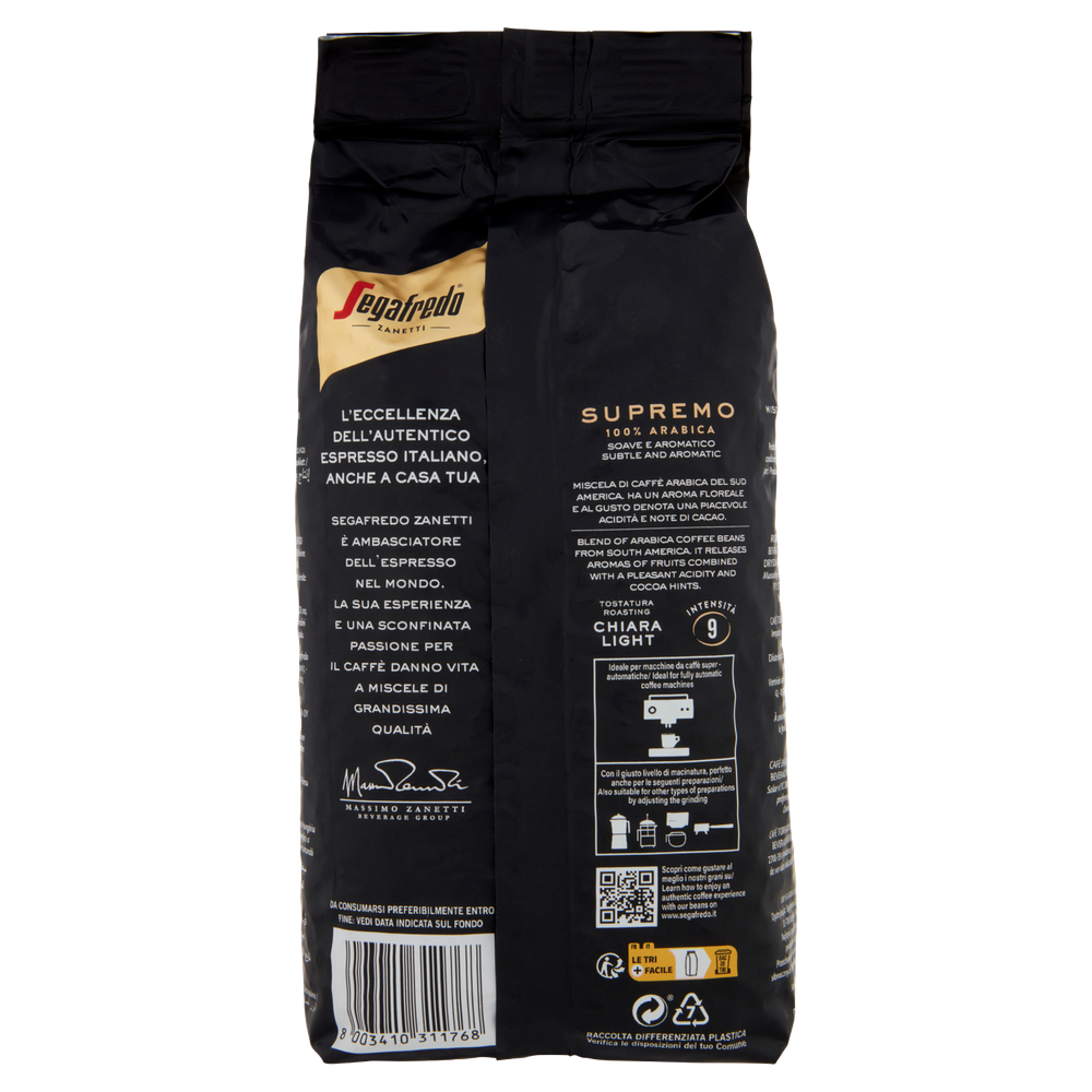 Caffè Espresso Supremo In Grani 100% Arabica Segafredo Zanetti - Foto 3