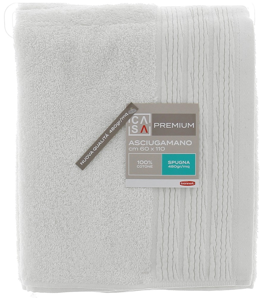 Asciugamano Spugna Cm60x110 Bordo A Rilievo Bianco Casa Premium - Foto 1