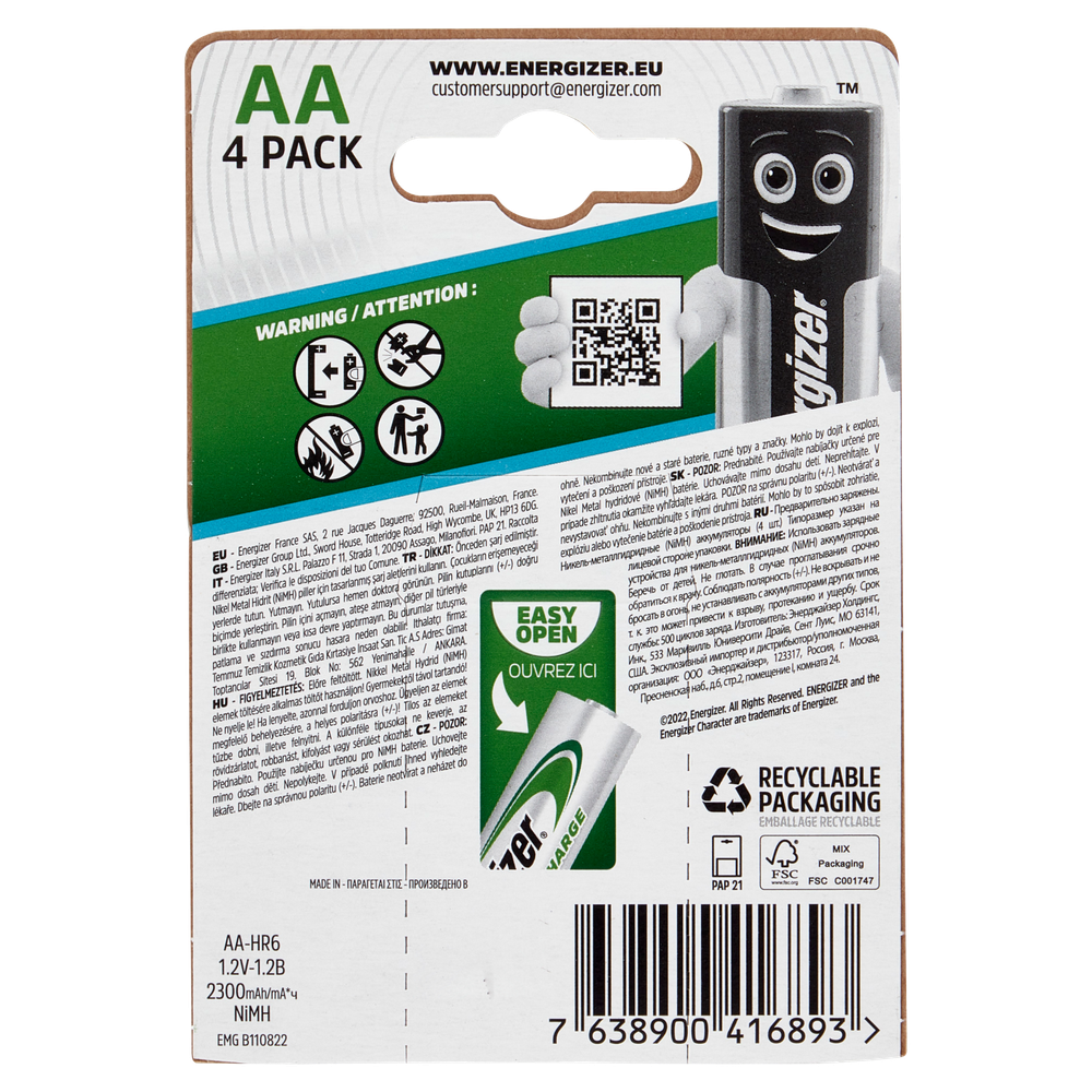 4 Pile Stilo Aa Extreme Precaricate 2300 Mah Energizer - Foto 3