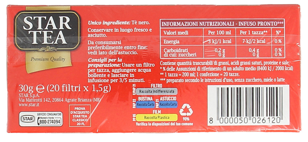 Tè Nero Classico In Bustine 20x1,5g Star - Foto 2