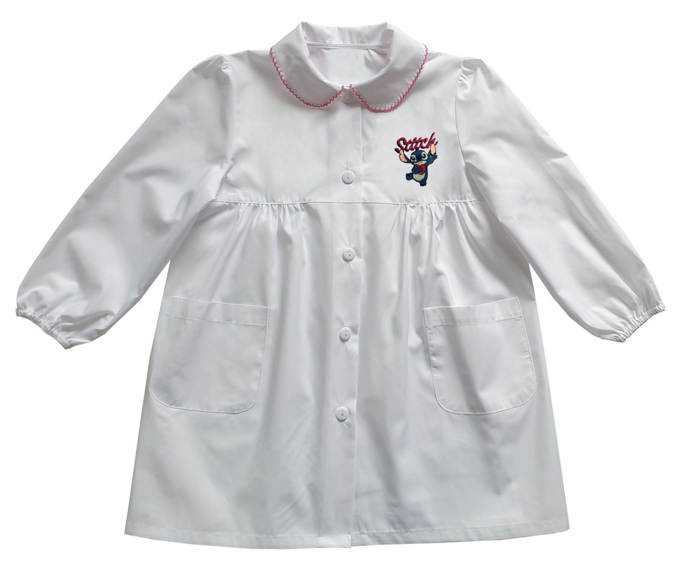 Grembiule Asilo Bambina 3 Anni Bianco Ricamo Stitch - Foto 1