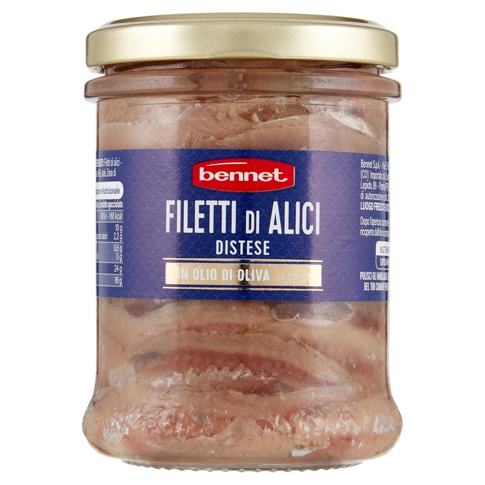 Filetti Di Alici Distese In Olio Di Oliva (45%) Bennet