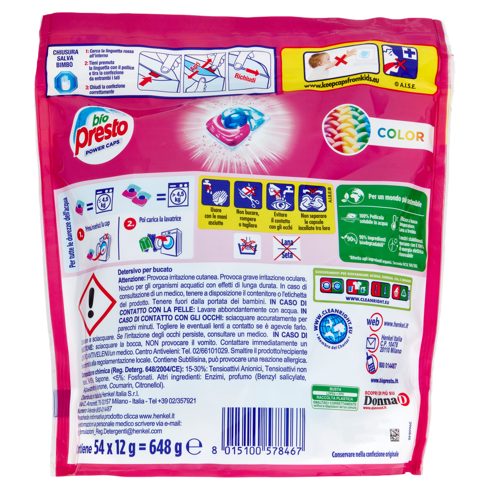 Detersivo Preodosato Per Lavatrice Powercaps Color Bio Presto - Foto 3