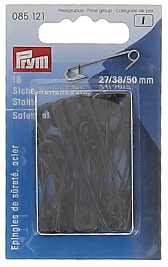 18 Spille Di Sicurezza In Acciaio Nere Assortite Misure 0/2/3 Prym - Foto 1