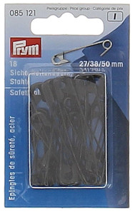 18 Spille Di Sicurezza In Acciaio Nere Assortite Misure 0/2/3 Prym - Foto 1