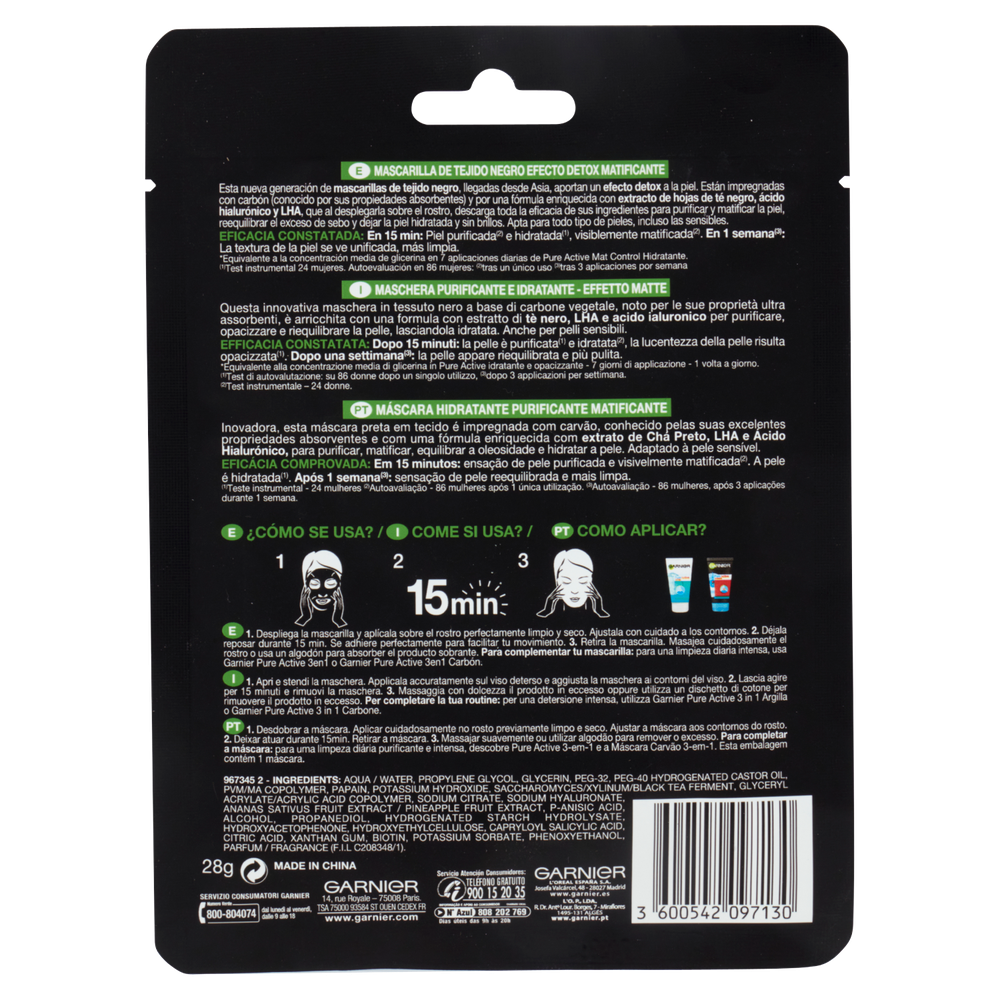 Maschera Black Pure Charcoal Garnier - Foto 3