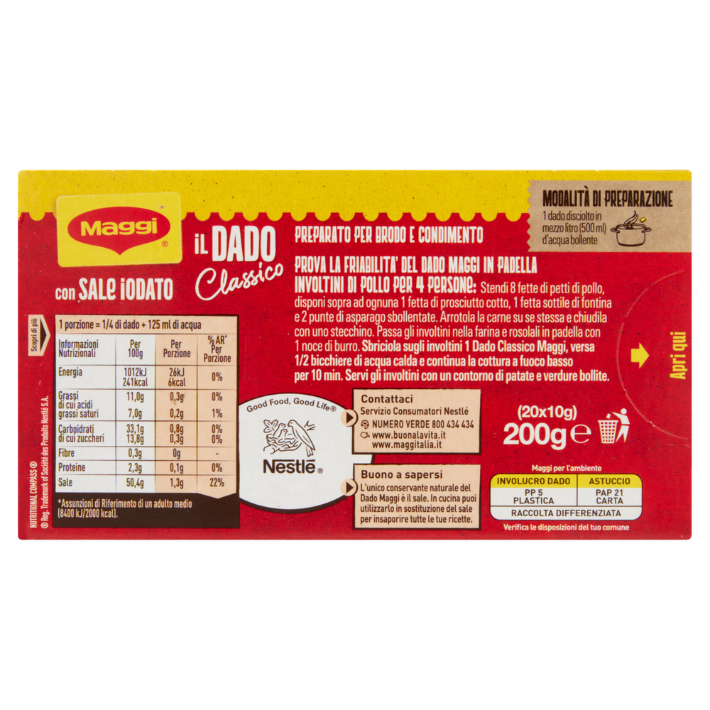 Dado Classico Per Brodo Con Sale Iodato 20x10g Maggi - Foto 3