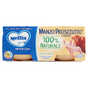 Omogeneizzato Carne Dal 4° Mese Di Manzo E Prosciutto 2x80g Mellin - Foto 1