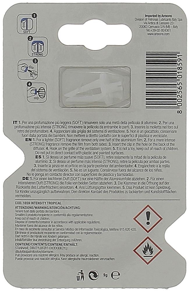 Deodorante Per Auto Intensity Gel Da Bocchetta Tropical Arexons