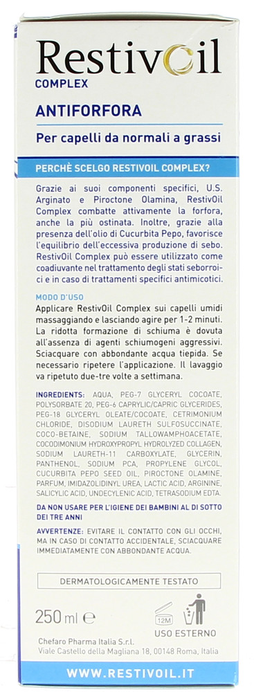 Olio Shampoo Antiforfora Capelli Grassi Restivoil
