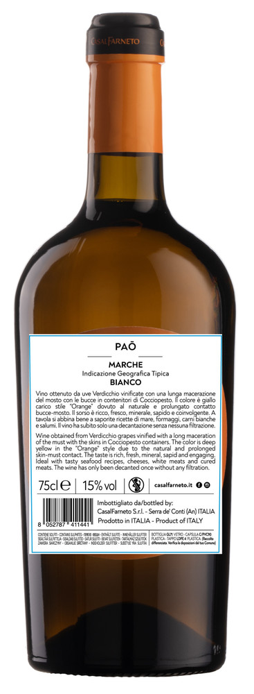 Vino Bianco Marche Igt Pao Orange Casalfarneto - Foto 2