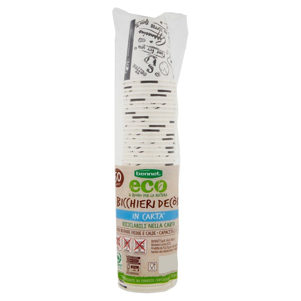 50 Bicchieri In Carta Decorati 25 Cc Bennet Eco - Foto 1