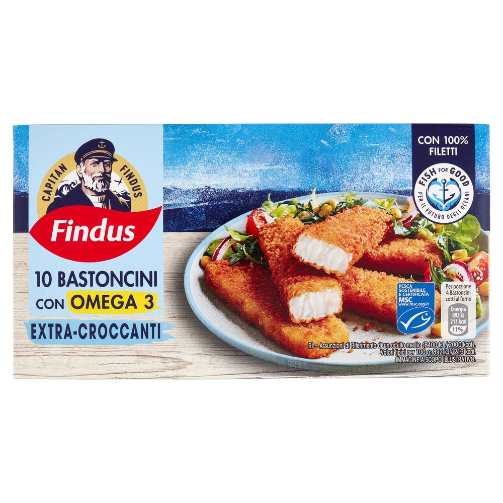 10 Bastoncini Con Omega3 Con 100% Filetti Di Merluzzo Capitan Findus - Foto 1