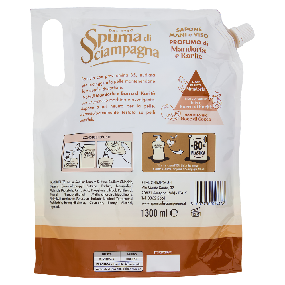 Ecoricarica Sapone Crema Mandorla Spuma Di Sciampagna - Foto 3