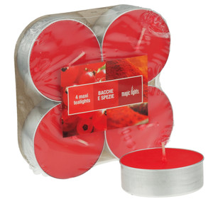 4 Maxi T-Lights Bacche E Spezie