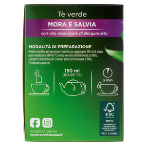 Tè Verde Mora E Salvia 40x1,3g Everton - Foto 2