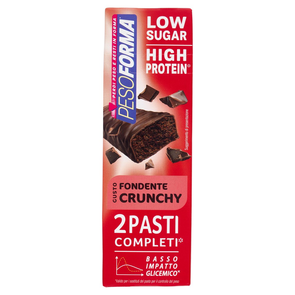 Pesoforma Barrette 2 Pasti Low Sugar Fondente Crunchy 2x62g - Foto 1
