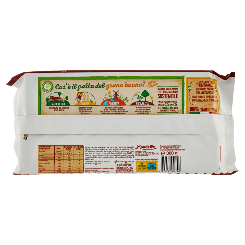 Biscotti Integrali Grano Fondente Gocce Di Cioccolato 6x50g Oro Saiwa - Foto 3