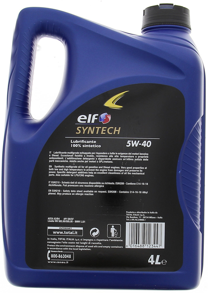 Olio Lubrificante Per Auto 5w40 4l Syntec Elf - Foto 2